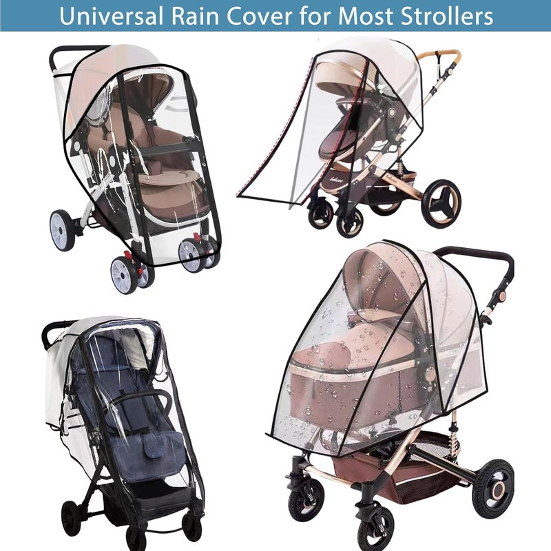 AMORBASE Universal Stroller Rain Cover Clear Breathable Weather Shield with Waterproof Zipper 4 Seasons Protection XL - Image 5
