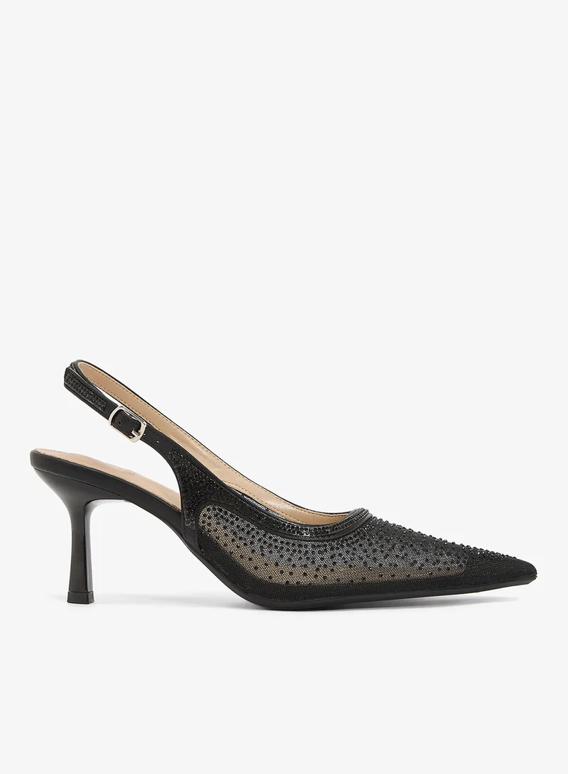 Ella Limited Edition Rhinestone Detail Mesh Sling Back Pumps