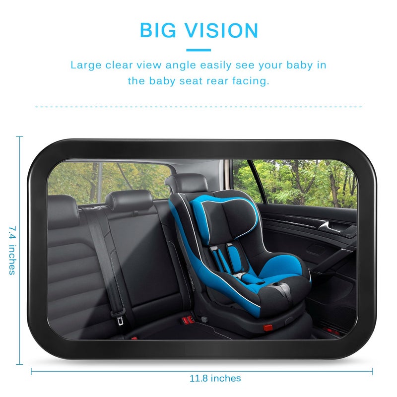 DARVIQS Baby Car Mirror, DARVIQS Seat Safely Monitor Infant Child in Rear Facing Seat, Wide View Shatterproof Adjustable Acrylic 360°for Backseat, Crash Tested and Certified for Safety - Image 3