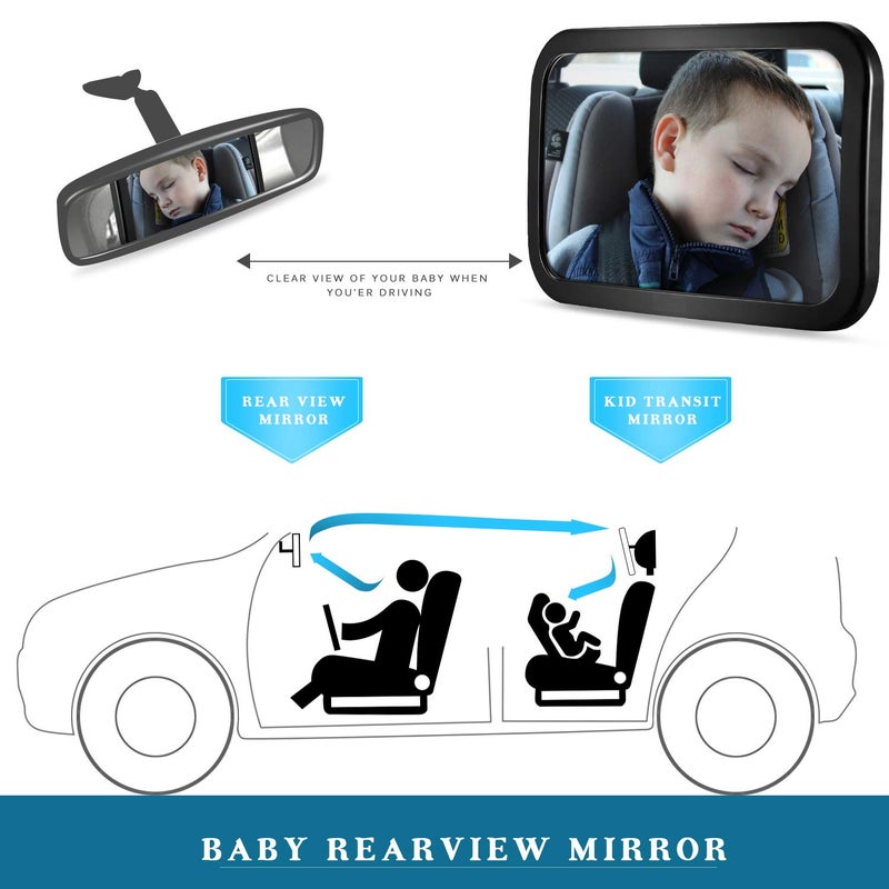 DARVIQS Baby Car Mirror, DARVIQS Seat Safely Monitor Infant Child in Rear Facing Seat, Wide View Shatterproof Adjustable Acrylic 360°for Backseat, Crash Tested and Certified for Safety - Image 4