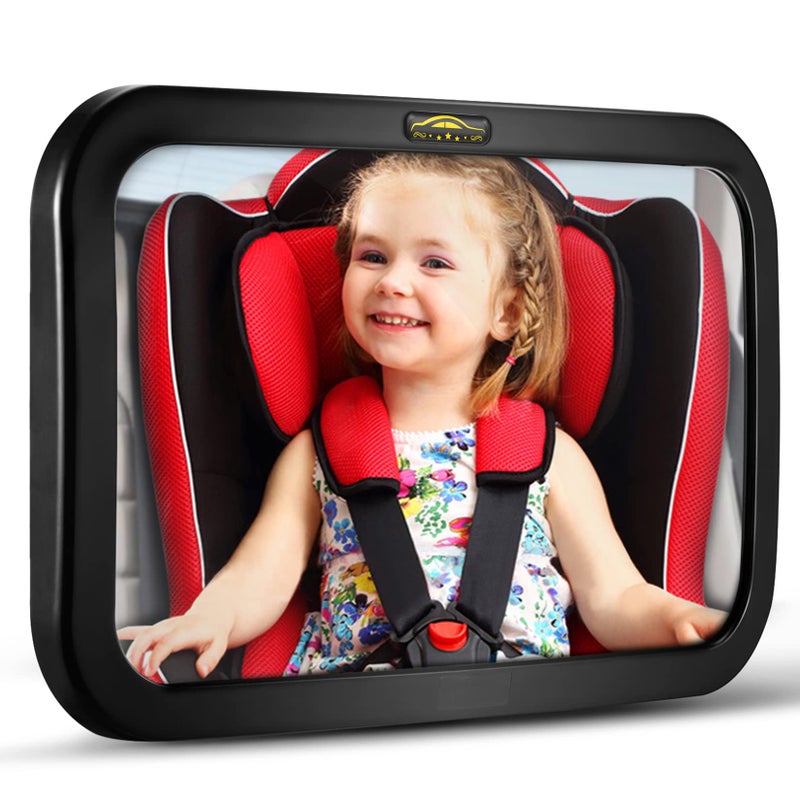 DARVIQS Baby Car Mirror, DARVIQS Seat Safely Monitor Infant Child in Rear Facing Seat, Wide View Shatterproof Adjustable Acrylic 360°for Backseat, Crash Tested and Certified for Safety - Image 1