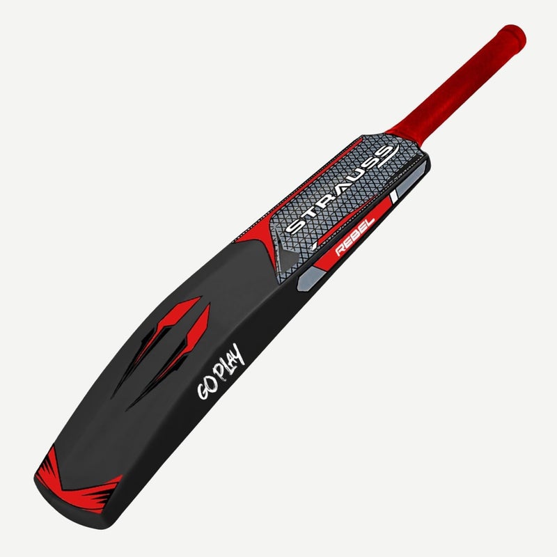 STRAUSS Rebel Bat | Full Size | Dimensions: 34 X 4.5 inch | Heavy Duty Hard Plastic Cricket Bat | for All Age Groups | Tennis & Synthetic Ball Cricket Bat | Tennis Cricket Bat,(Black) - Image 2