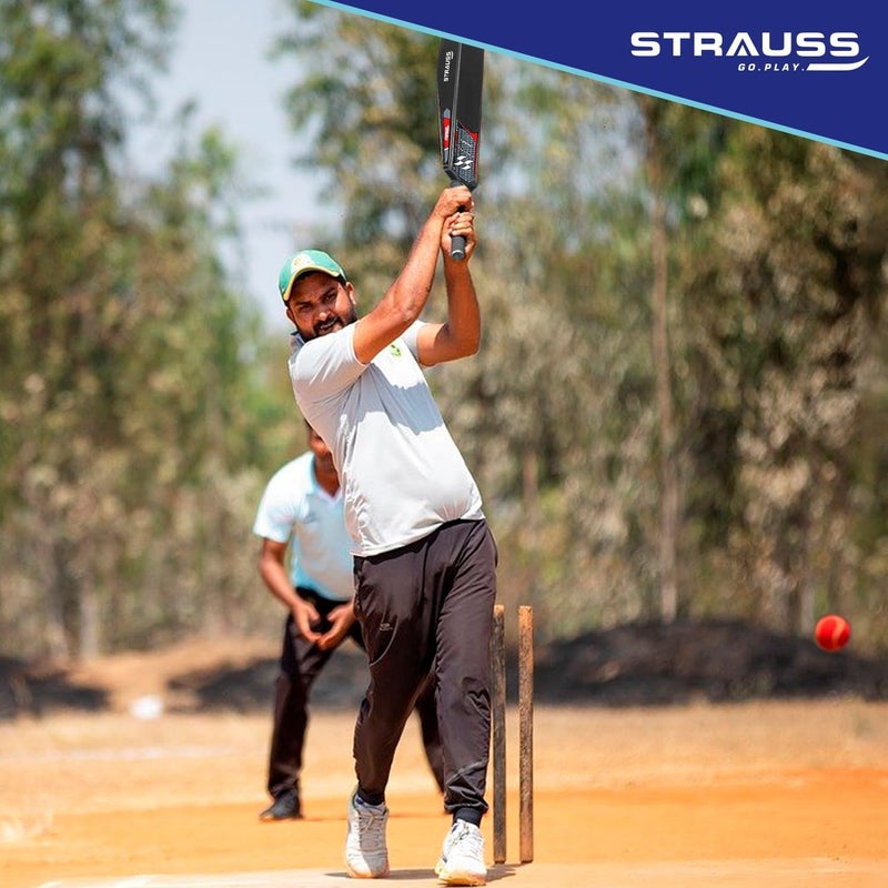 STRAUSS Rebel Bat | Full Size | Dimensions: 34 X 4.5 inch | Heavy Duty Hard Plastic Cricket Bat | for All Age Groups | Tennis & Synthetic Ball Cricket Bat | Tennis Cricket Bat,(Black) - Image 3