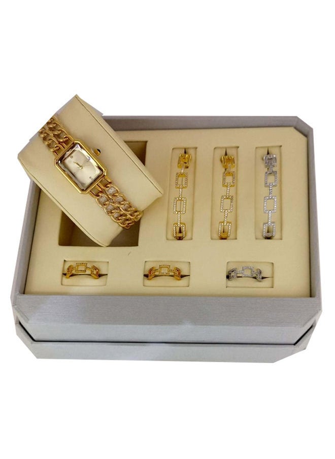 Generic - Women's Watch Set With 3 Bracelet And 3 Rings - Image 1