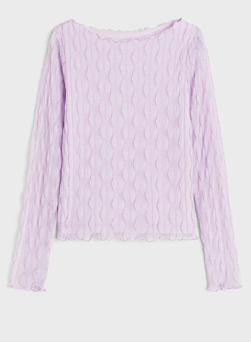 اتش اند ام Kids Boat Neck Mesh Top