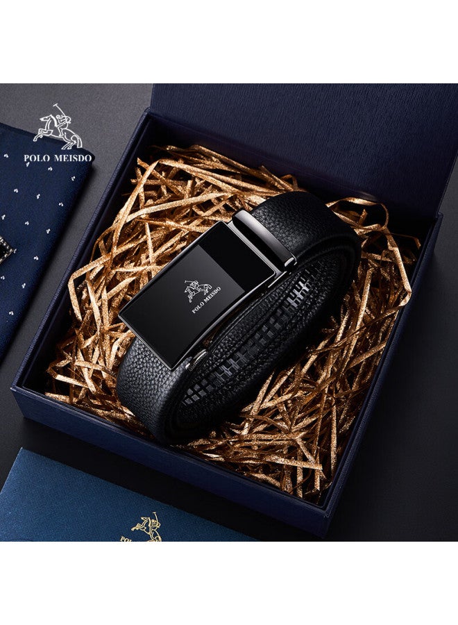 Polomeisdo Men's Genuine Leather Belt With Automatic Buckle, Gift Box Packaging, Self-operated, Practical New Year Gift For Boyfriend, Husband, Father - Image 1