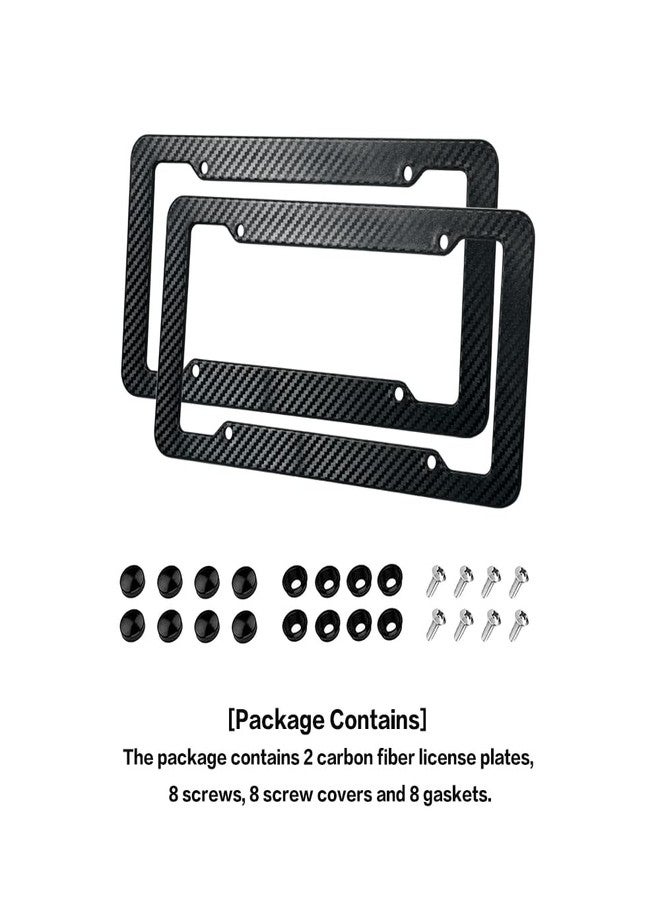 Reswish 2 Pack License Plate Frames,Carbon Fiber License Plate Frame,Car Tag Cover for Front & Rear with Fasteners and Screws,4 Hole Universal Holder Waterproof Plastic Number Plate Frame - Image 3