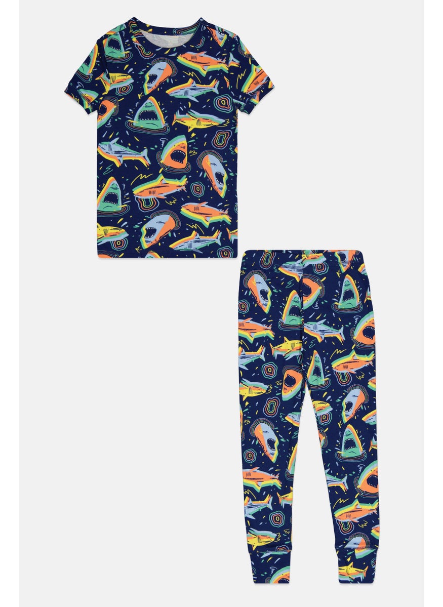 GAP Kids Boy 2 Pcs Graphic Print Top And Bottom Pyjama Set, Multicolor  - Image 2