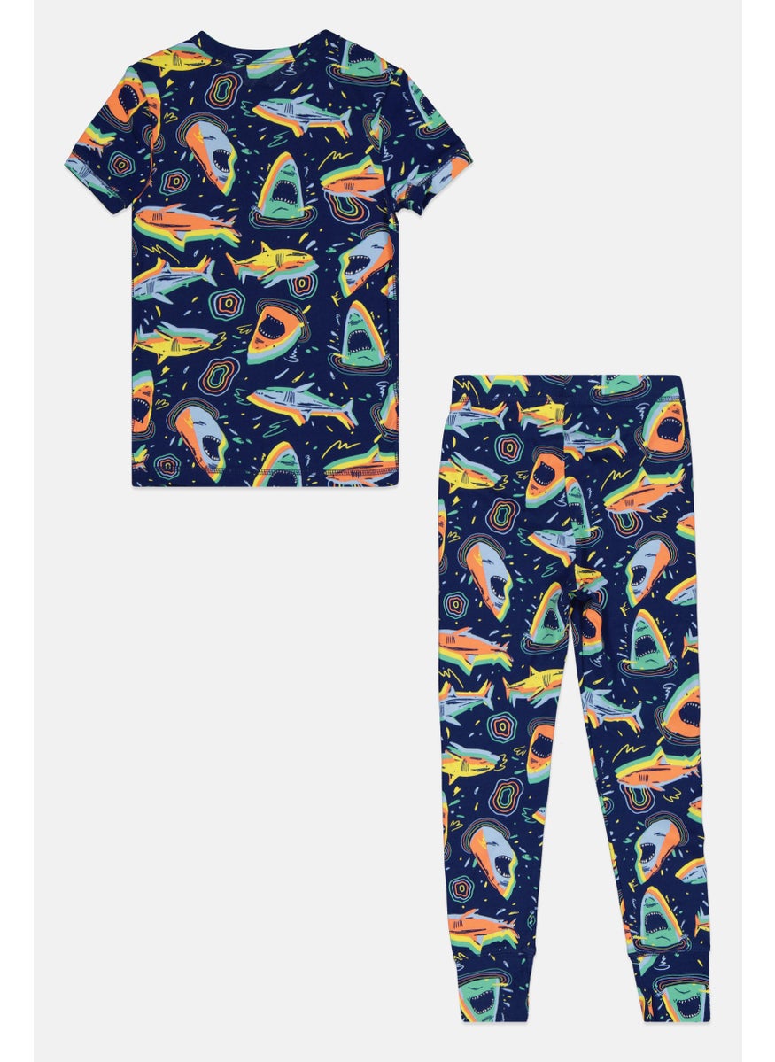 GAP Kids Boy 2 Pcs Graphic Print Top And Bottom Pyjama Set, Multicolor  - Image 1