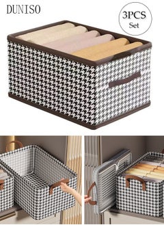 DUNISO 3pcs Wardrobe Clothes Organizer Foldable Closet Storage Organizer for Clothes Jeans Washable Closet Storage Boxes with Carrying Handles Cube Storage Bin for Home Bedroom Office  - Image 1