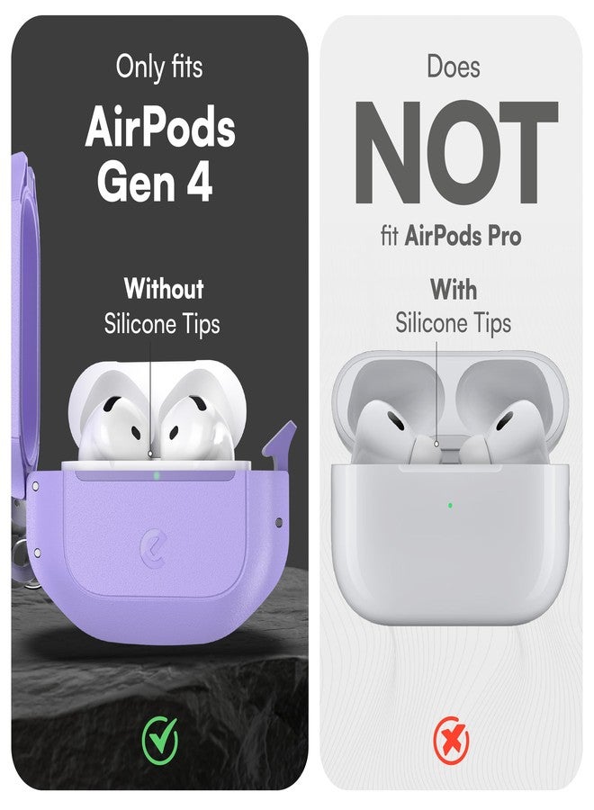 كايودز حافظة Keybudz المقاومة للماء لسماعات AirPods 4 مع قفل - مقاومة للماء والغبار بمعيار IP68، وواقي مقاوم للصدمات، وحماية متينة شديدة التحمل، وغطاء صلب مقاوم للسقوط لسماعات AirPods من الجيل الرابع (لون الخزامى البري) - Image 2