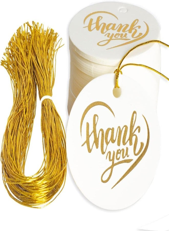 Deep Print Mart Thank You Tags, Golden Return Gifts Tag for Wedding, Birthday Return Gifts, with Natural Jute Twine (Size 2.75 inch, 40 Tag) - Image 2
