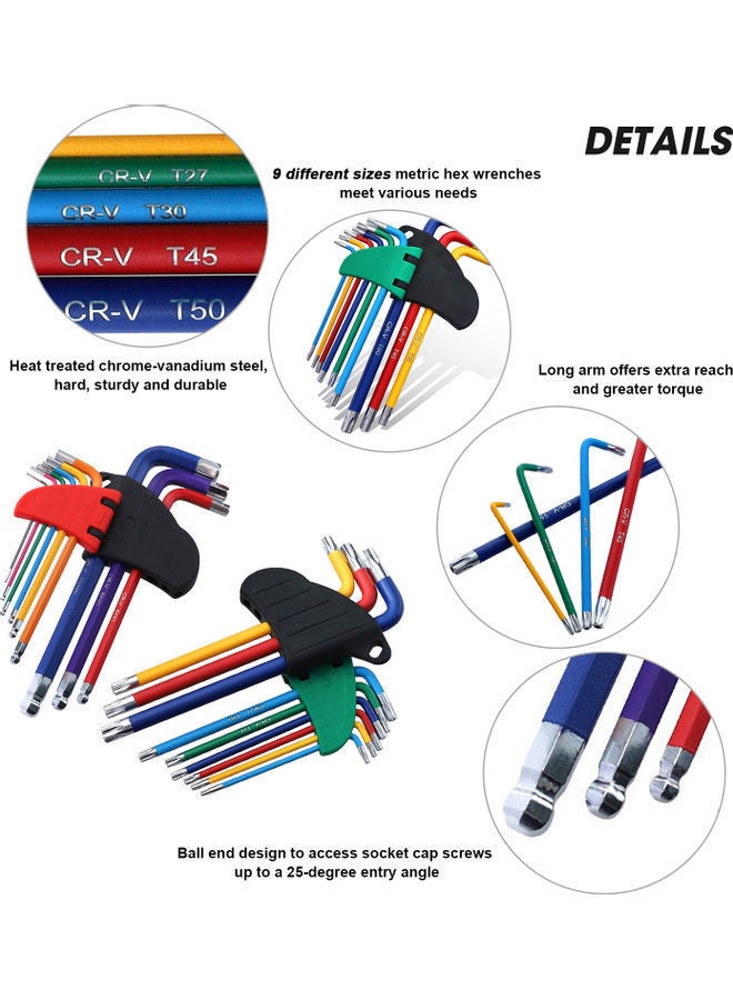 NIBEMINENT 9-Piece Long Arm Wrench Set Multicolour - Image 4