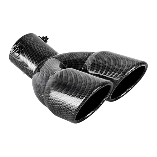 OtpOutopa Dual Exhaust Tip 2.5 inch Inlet, Universal Car Exhaust Pipe Tail Throat Tail Pipe Stainless Steel Y Pipe, Adjustable Car Thickened Muffler Slant Cut Tip (Curved,Carbon Fiber) - Image 1