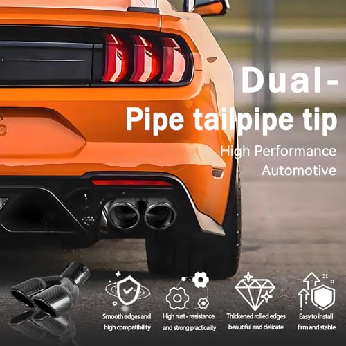 OtpOutopa Dual Exhaust Tip 2.5 inch Inlet, Universal Car Exhaust Pipe Tail Throat Tail Pipe Stainless Steel Y Pipe, Adjustable Car Thickened Muffler Slant Cut Tip (Curved,Carbon Fiber) - Image 3