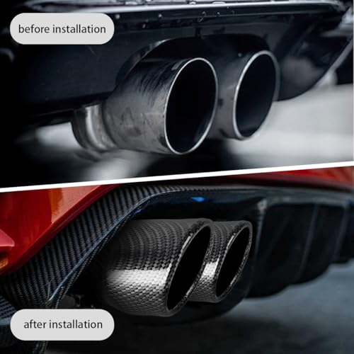 OtpOutopa Dual Exhaust Tip 2.5 inch Inlet, Universal Car Exhaust Pipe Tail Throat Tail Pipe Stainless Steel Y Pipe, Adjustable Car Thickened Muffler Slant Cut Tip (Curved,Carbon Fiber) - Image 2