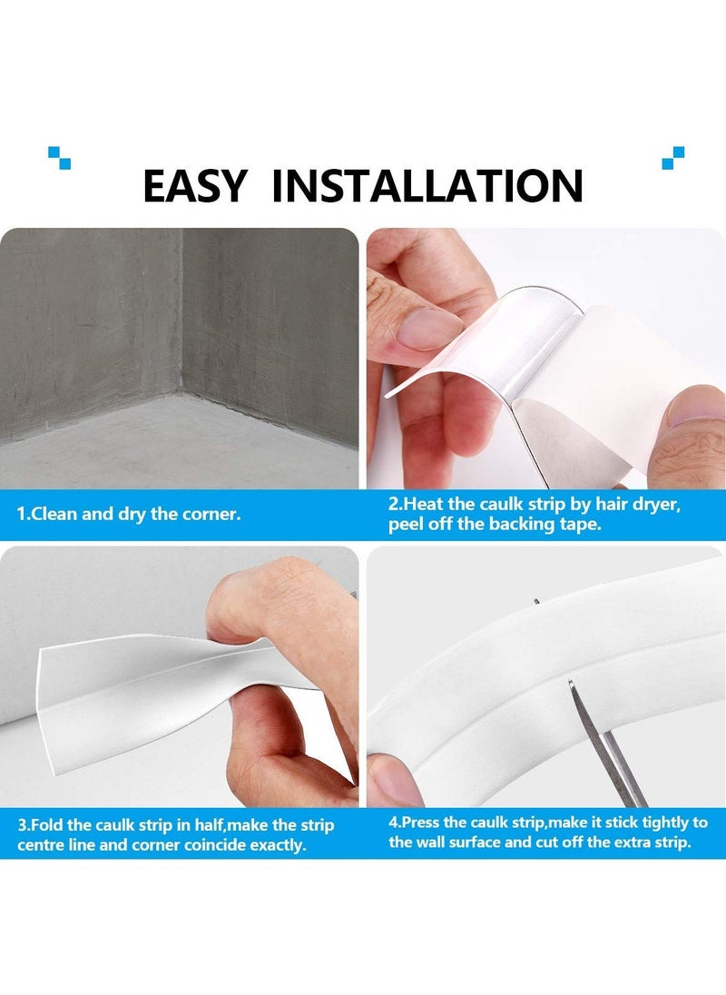 RATSAW 2 PCS Caulk Tape Sealant Strip for Bath Kitchen, Waterproof and Mildewproof Sealant Tape, Wall Sealing Tape Caulk Sealer, Caulk Strip, Shower Tile Sealer  - Image 3