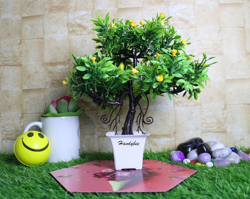 Handybee Artificial Potted Plants for Home Showcase Decor Office Table Decoration Faux Tree with Pot Faux Tree Indoor with Pots Artificial Tree for Garden Balcony 24 cm - Image 2