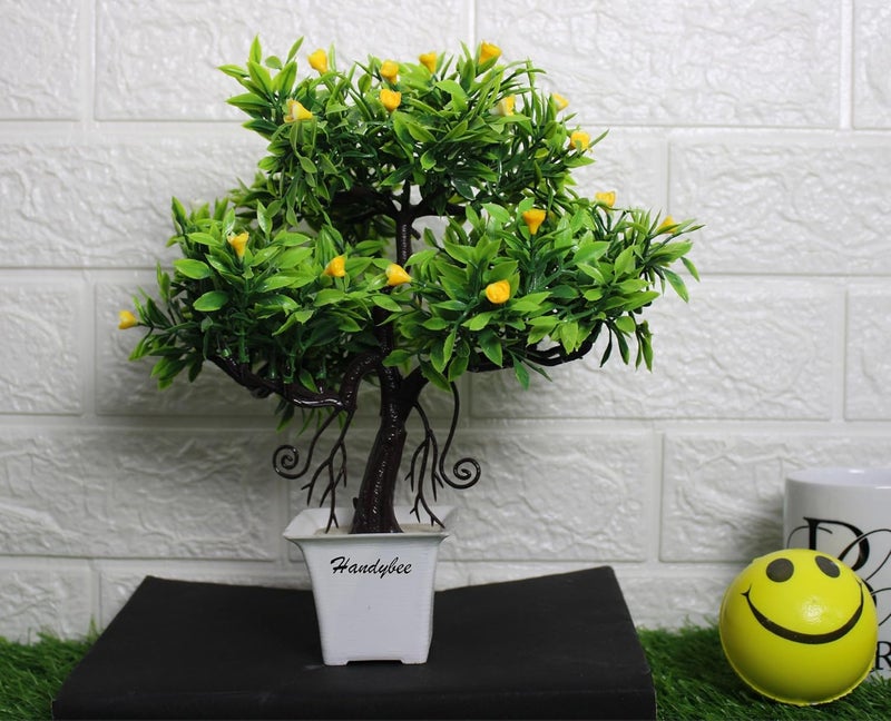 Handybee Artificial Potted Plants for Home Showcase Decor Office Table Decoration Faux Tree with Pot Faux Tree Indoor with Pots Artificial Tree for Garden Balcony 24 cm - Image 3