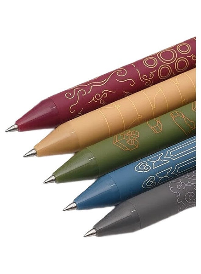 Kaco [Back To School Essential] Kaco Colorful Retractable Gel Pen Set, National Museum Of China And Yan Yi Collaboration Signature Pens, 0.5Mm Ink Pen, Colorful Refill, Bullet Tip, Mixed Colors, 5 Pens/Box, Liuhua Xia K1015 - Image 3
