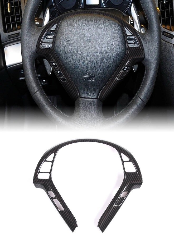 Moittellc غطاء إطار أزرار عجلة القيادة من مويتيلك متوافق مع إنفينيتي G37 موديلات 2007-2013، ملحقات تزيين إطار حماية لوحة عجلة القيادة (نمط ألياف الكربون) - Image 1