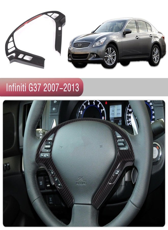 Moittellc غطاء إطار أزرار عجلة القيادة من مويتيلك متوافق مع إنفينيتي G37 موديلات 2007-2013، ملحقات تزيين إطار حماية لوحة عجلة القيادة (نمط ألياف الكربون) - Image 4