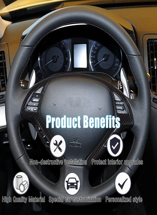 Moittellc غطاء إطار أزرار عجلة القيادة من مويتيلك متوافق مع إنفينيتي G37 موديلات 2007-2013، ملحقات تزيين إطار حماية لوحة عجلة القيادة (نمط ألياف الكربون) - Image 2