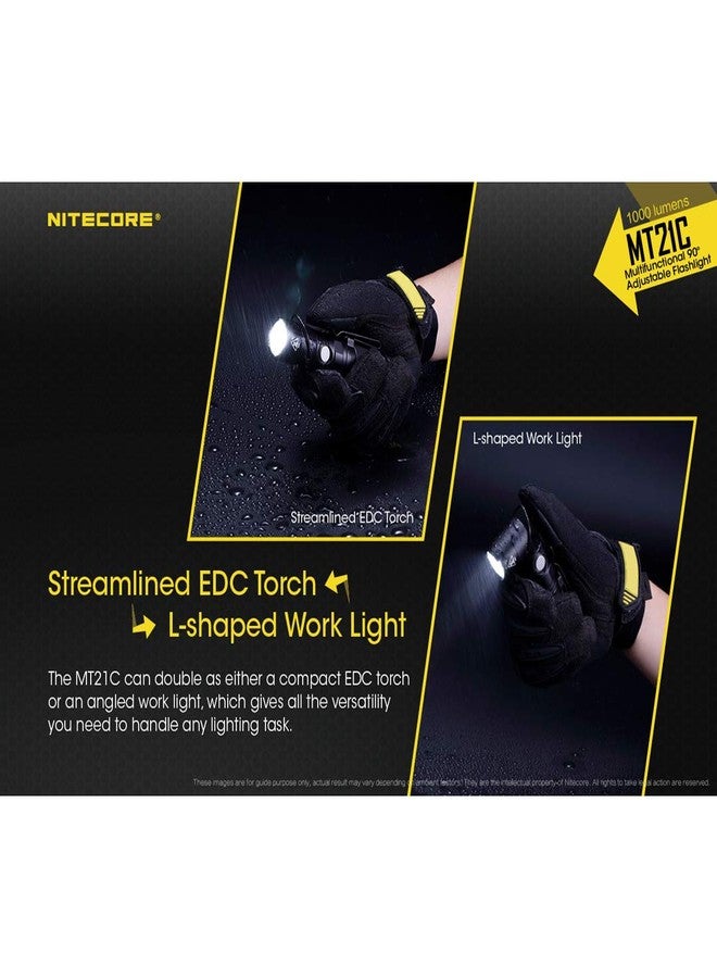نايت كور مصباح يدوي متعدد الوظائف من نوع NITECORE MT21C بقوة 1000 لومن ورأس قابل للإمالة بزاوية 90 درجة، مزود ببطاريات LumenTac، مناسب للعمل والاستخدام اليومي. - Image 3