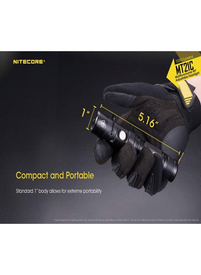 نايت كور مصباح يدوي متعدد الوظائف من نوع NITECORE MT21C بقوة 1000 لومن ورأس قابل للإمالة بزاوية 90 درجة، مزود ببطاريات LumenTac، مناسب للعمل والاستخدام اليومي. - Image 4