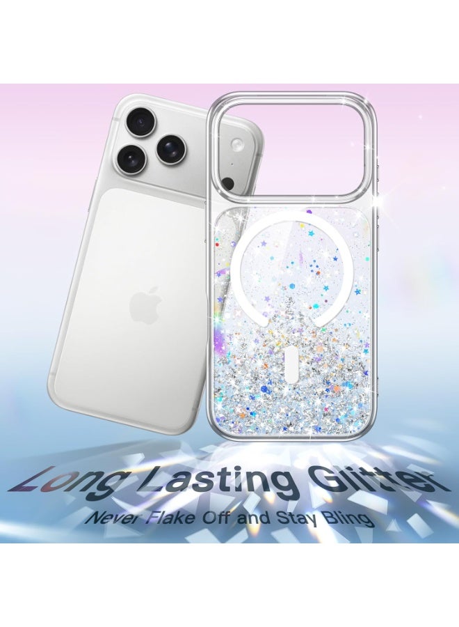 JETech Glitter Case for iPhone 17 Pro 6.3-Inch Compatible with MagSafe, Clear Cute Bling Sparkle for Women and Girls, Shiny Shockproof Magnetic Sparkly Phone Cover (Clear) - Image 4