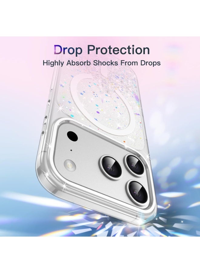 JETech Glitter Case for iPhone 17 Pro 6.3-Inch Compatible with MagSafe, Clear Cute Bling Sparkle for Women and Girls, Shiny Shockproof Magnetic Sparkly Phone Cover (Clear) - Image 5