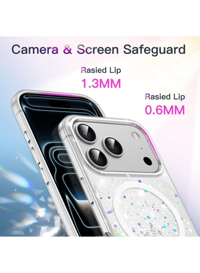 JETech Glitter Case for iPhone 17 Pro 6.3-Inch Compatible with MagSafe, Clear Cute Bling Sparkle for Women and Girls, Shiny Shockproof Magnetic Sparkly Phone Cover (Clear) - Image 3