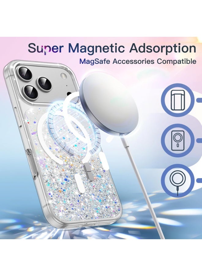 JETech Glitter Case for iPhone 17 Pro 6.3-Inch Compatible with MagSafe, Clear Cute Bling Sparkle for Women and Girls, Shiny Shockproof Magnetic Sparkly Phone Cover (Clear) - Image 1