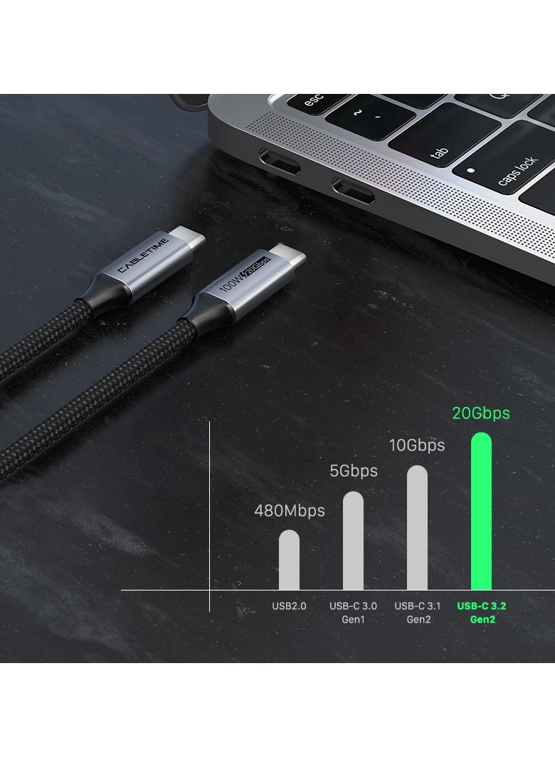كابل تايم كابل CABLETIME USB-C إلى USB-C مميز 4K بسرعة 20 جيجابت في الثانية وبطول 3 متر  دقة 4K: يدعم نقل الفيديو بدقة 4K للحصول على تجربة عرض ممتازة. سرعة نقل بيانات 20 جيجابت في الثانية: يوفر سرعات عالية لنقل البيانات والملفات. شحن بسرعة 100 واط: يدعم شحن سريع للأجهزة المتوافقة. توافق واسع: متوافق مع أجهزة متنوعة تدعم USB-C. متوافق مع المعايير: معتمد من CE وRoHS2 وREACH. ضمان لمدة سنتين: مع ضمان شامل لمدة سنتين لضمان جودة الأداء. كابل مثالي للاتصال السريع والشحن عالي الطاقة مع ضمان متانة وموثوقية عالية. - Image 4
