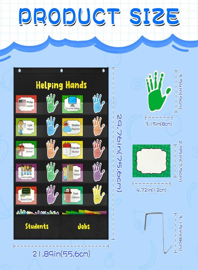 Grekos Helping Hands Pocket Chart, Classroom Jobs Chart and Classroom Management with 2 Hooks, Pocket Chart for Preschool, Little Hands Pocket Chart for Classroom,Great for Teacher Homeschool Supplies-Black - Image 5