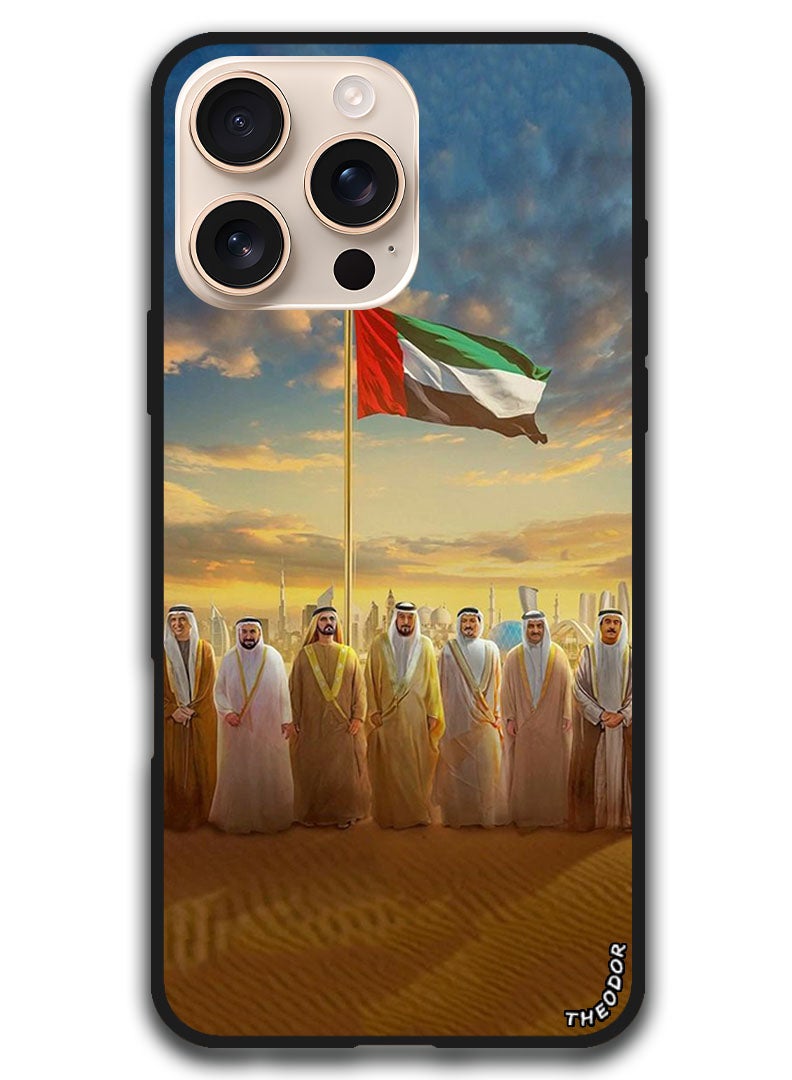 Theodor Protective Case Anti Scratch Shock Proof Bumper Cover For iPhone 16 Pro (6.3)-inch Uae Flag Uae Rulers - Image 1