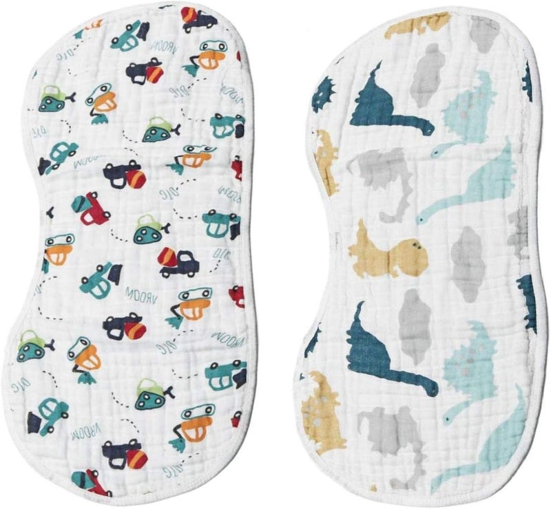 ShoppeWatch Muslin Burp Cloths Baby Burping Bibs 2-Pack Large 100% Cotton 6 Layers Absorbent Cloth Spit Up Dribble Rags - Image 1