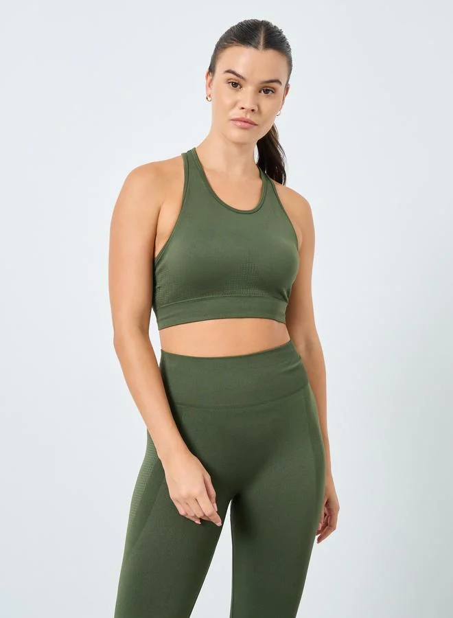 ستايلي Styli Seamless Jacquard Sports Bra and Leggings Set