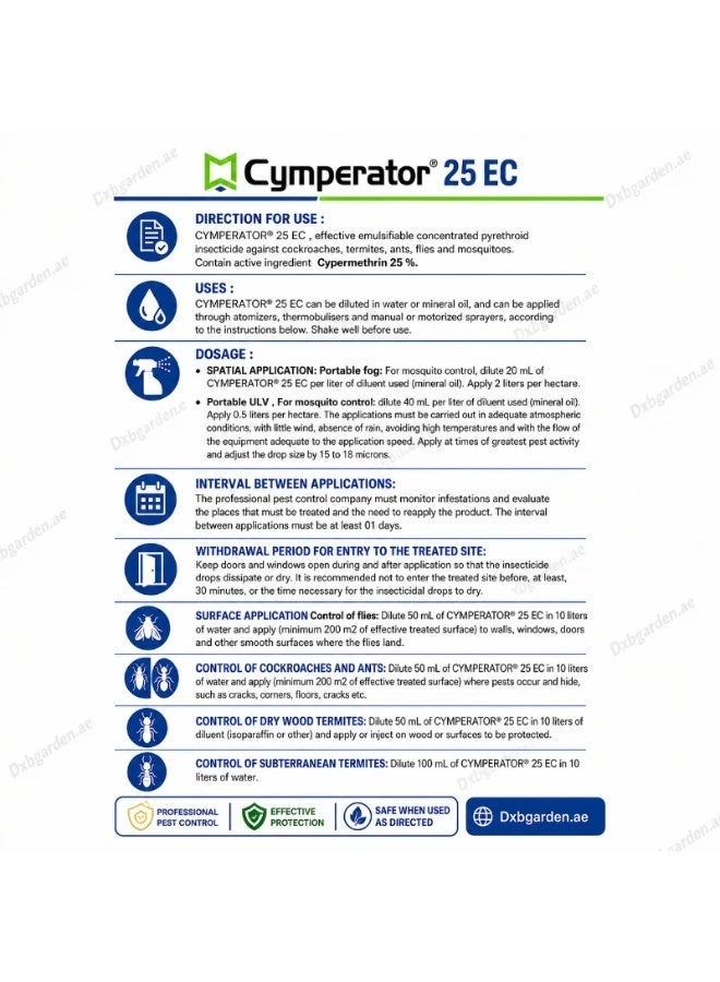 syngenta Cymperator 25 EC Public Health Insecticide 1L | Cypermethrin 26% EC | Mosquito, Cockroach & Termite Control | Pest Management - Image 2