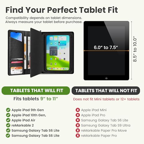 KHOMO Universal Padfolio Case – Tablet Portfolio Organizer with Notepad Holder – Compatible with iPad 10th 11th Gen, iPad Pro 11, iPad 7 8 9 10.2 10.9 and 9.7 inches - Image 4