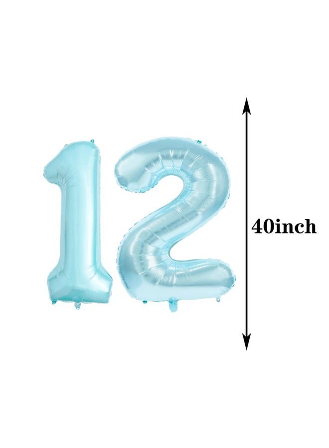 ZSNWGZ Sweet 12th Birthday Decorations Party Supplies,Blue Number 12 Balloons,12th Foil Mylar Balloons Latex Balloon Decoration,Great 12th Birthday Gifts for Girls,Women,Men,Photo Props - Image 2