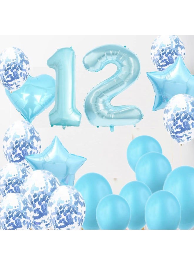 ZSNWGZ Sweet 12th Birthday Decorations Party Supplies,Blue Number 12 Balloons,12th Foil Mylar Balloons Latex Balloon Decoration,Great 12th Birthday Gifts for Girls,Women,Men,Photo Props - Image 5