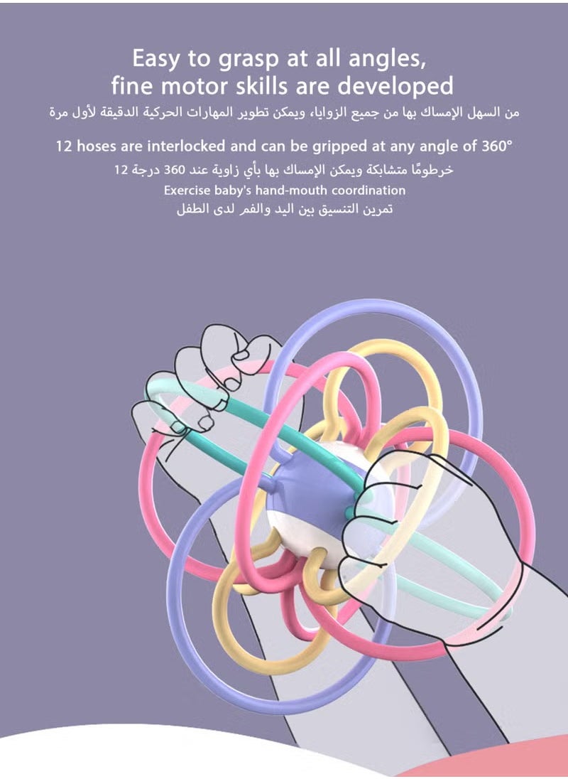 لعبة عضاضة محفزة بصريًا وسهلة الإمساك لتخفيف آلام التسنين لدى الطفل، مناسبة للأطفال بعمر 3 أشهر فما فوق