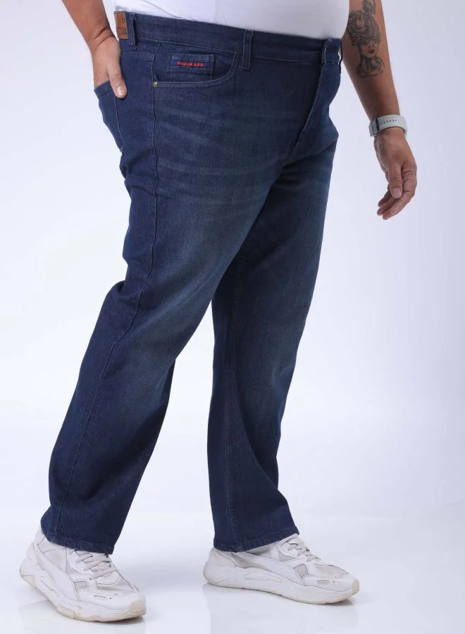 HARDSODA Men Plus Size Vintage Straight Fit Solid Mid-Rise Stretchable Jeans