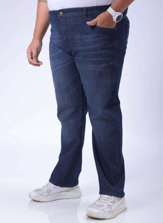 HARDSODA Men Plus Size Vintage Straight Fit Solid Mid-Rise Stretchable Jeans