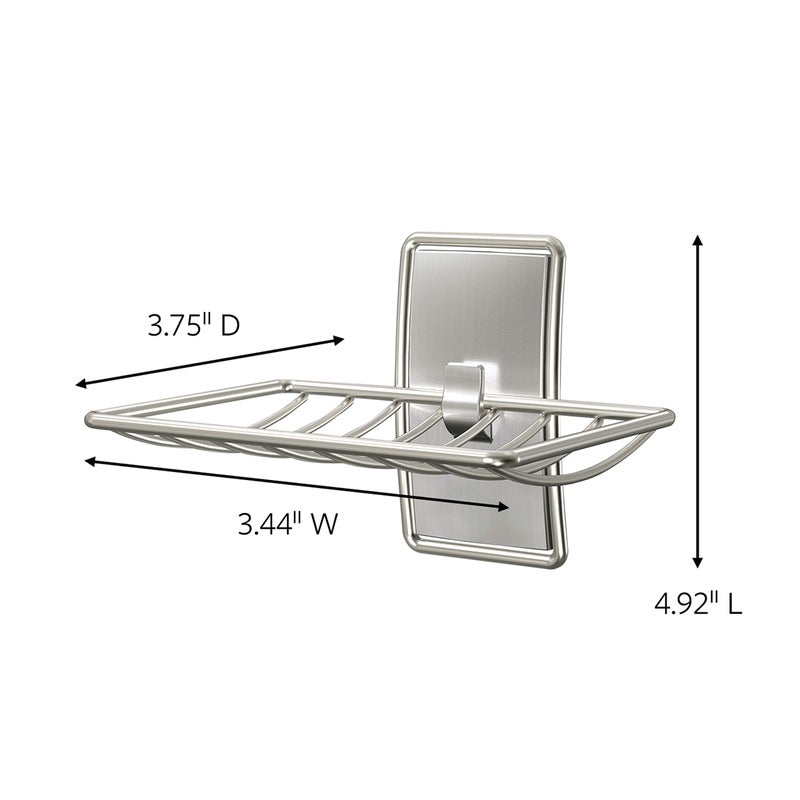 Command Soap Dish for Shower, Damage Free Hanging Bathroom Soap Dish, No Tools Bar Soap Holder, 1 Satin Nickel Soap Dish and 2 Water-Resistant Command Strips - Image 2