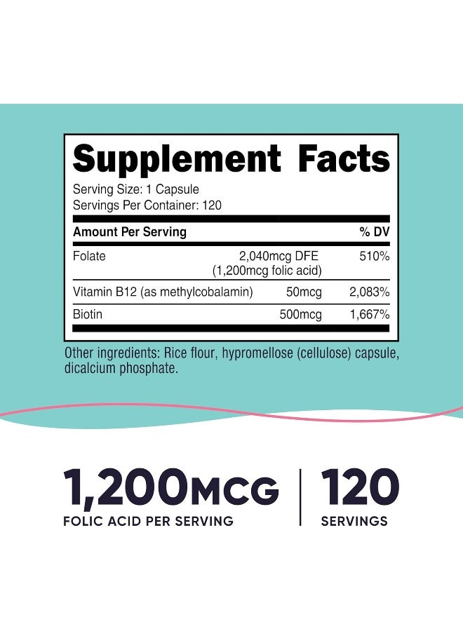 Nutricost كبسولات حمض الفوليك للنساء - 120 حبة - Image 2