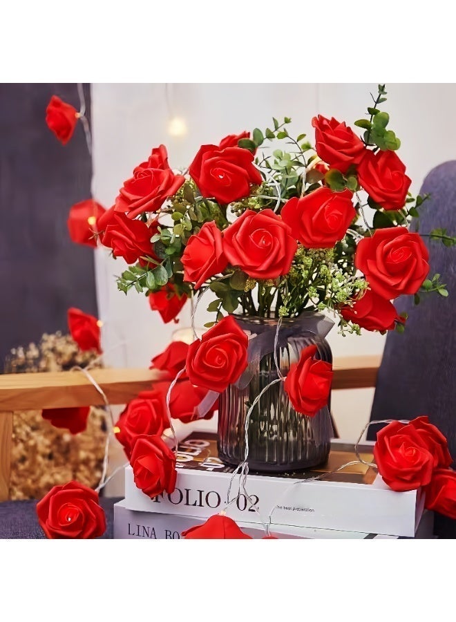 String lights with red roses - Image 2