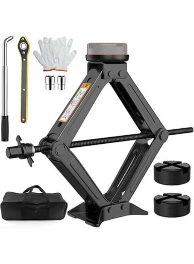 2.5-Ton Universal Scissor Car Jack - Heavy Duty Lift Jack with Rubber Pad Protector - Portable Trolley Jack Kit & Wheel Brace Wrench - Essential for Maintenance & Repair - Image 1