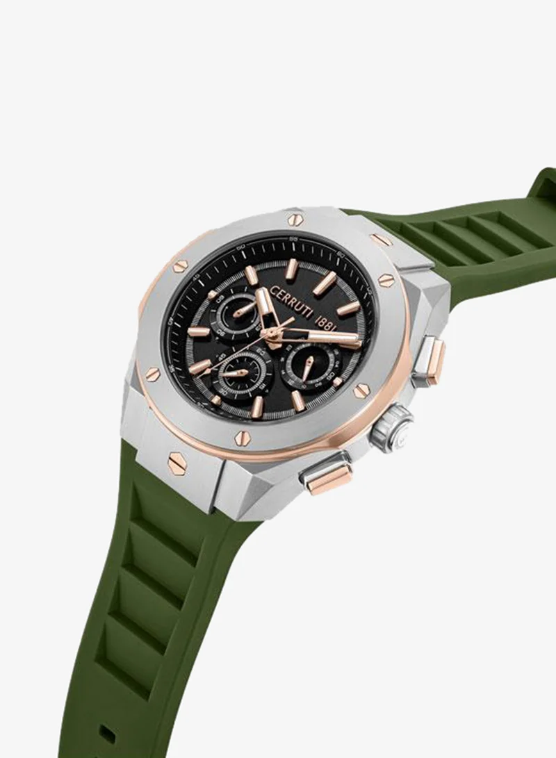 CERRUTI 1881 Green Men's Ruscello 44mm Black Dial Silicone Strap Multifunction Watch For Men for Men | Best Price UAE
